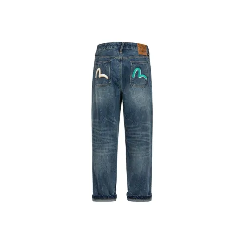 EVISU Slogan print Tapered leg Jeans