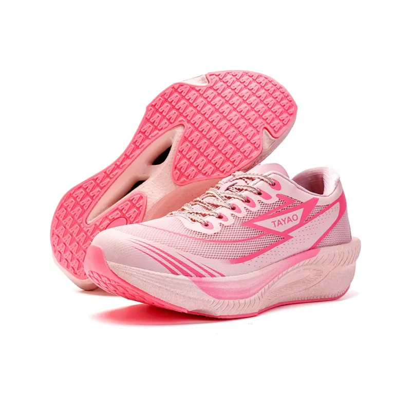 TAYAO Shock Absorbers Slip Resistant Breathable Low Top Carbon Plate Running Shoes Unisex Pink-3
