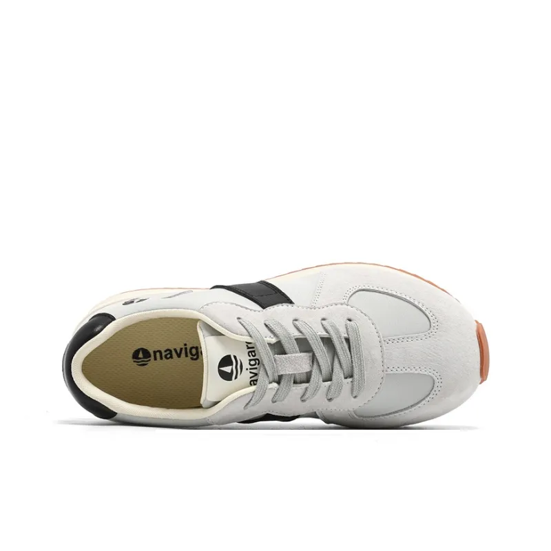 NAVIGARE Small Sailboat Height Increasing Low Top Casual Shoes Women's Light Gray Black-2