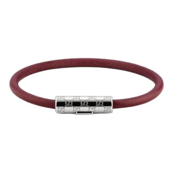 GUCCI Leather, Palladium Bracelets Unisex Red