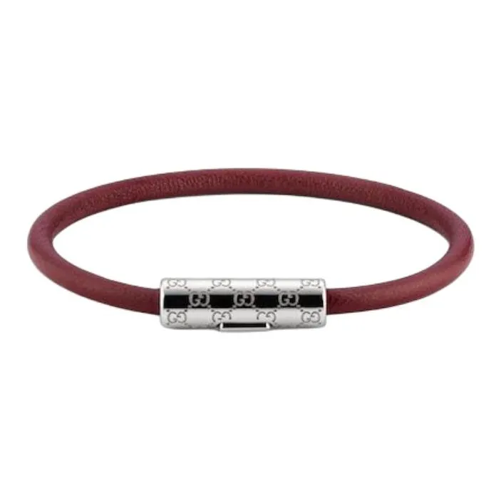 GUCCI Leather, Palladium Bracelets Unisex Red-0