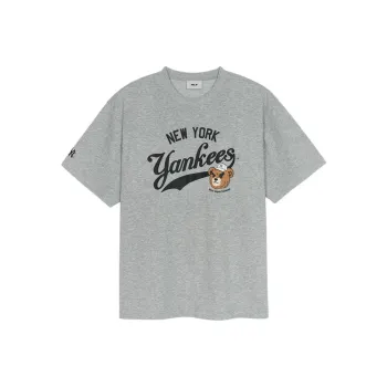 MLB Frowning Bear Collection New York Yankees SS25 T Shirt Unisex Standard Heather Gray