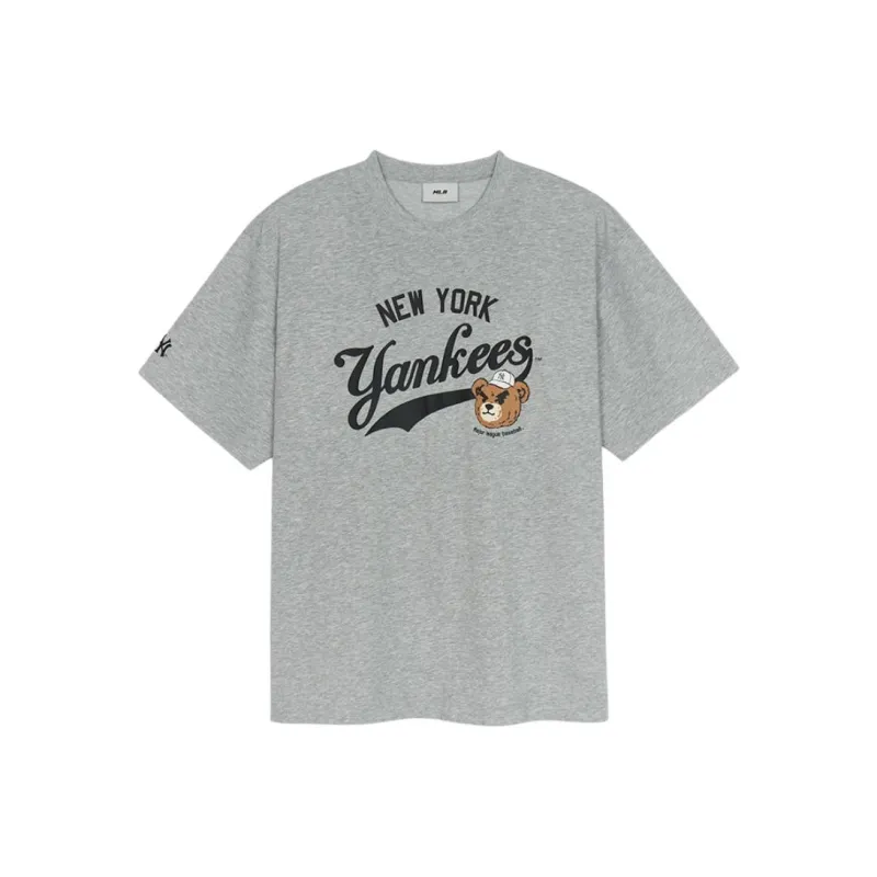 MLB Frowning Bear Collection New York Yankees SS25 T Shirt Unisex Standard Heather Gray-0