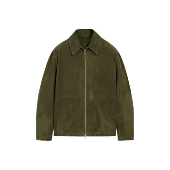 Massimo Dutti Leather Jacket Men's Brown Green