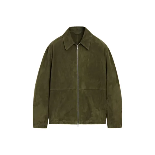 Massimo Dutti Leather Jacket Men's Brown Green