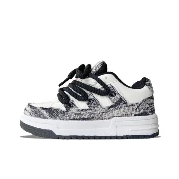 MQGAll Slip Resistant, Abrasion Resistant, Breathable Low Top Skateboard Shoes Unisex Black White