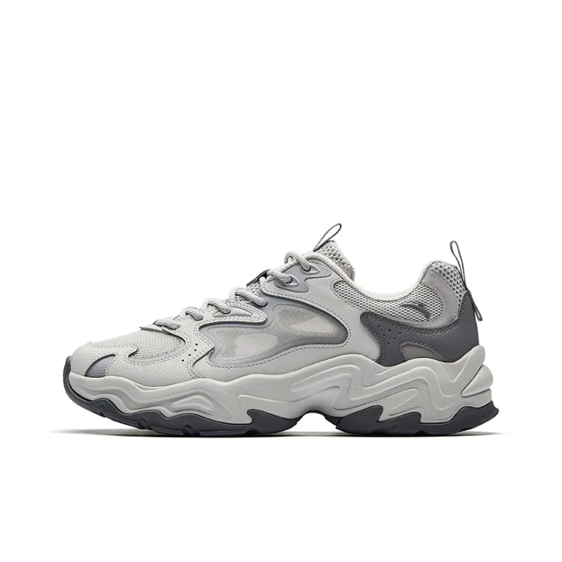 Anta Life Collection Anti Slip Wear Resistant Low Top Chunky Sneakers Men's Gray-0