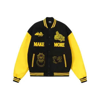 Makemore Baseball Jacket Unisex Yellow Black