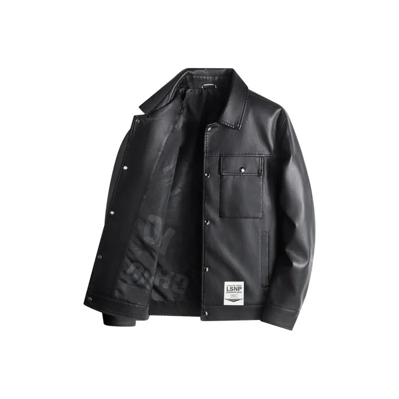 LISENPOK Leather Jacket Unisex Black-0