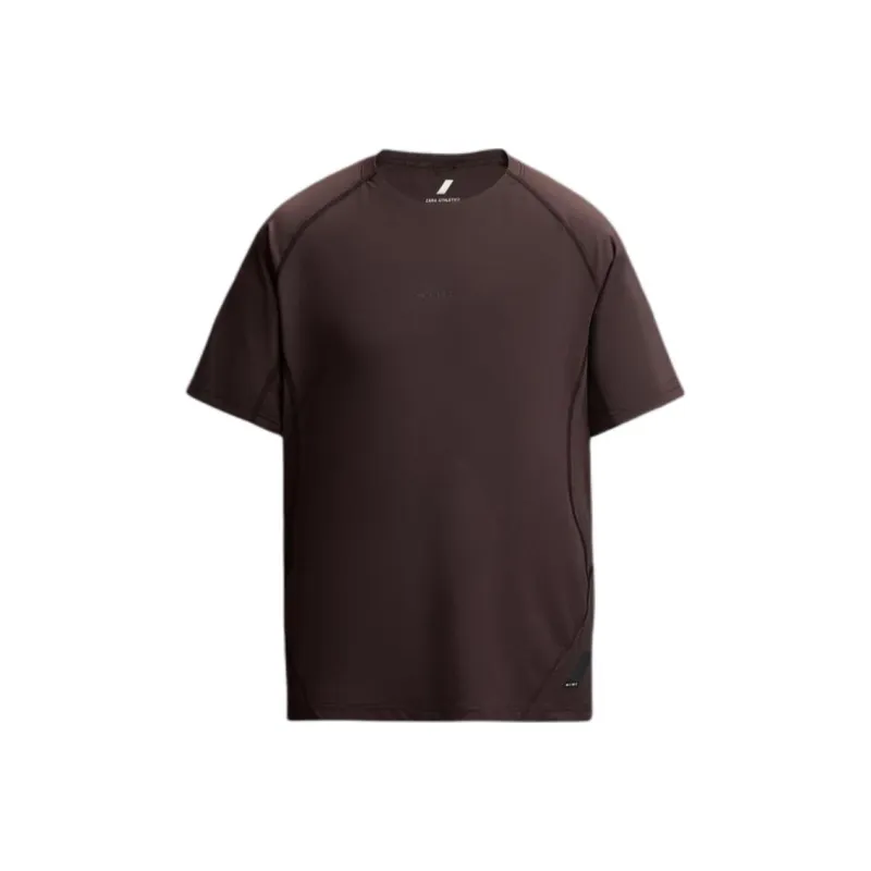 ZARA T Shirts Men Burgundy Red-0