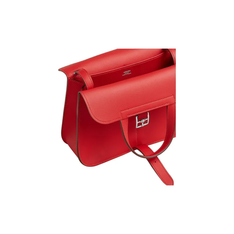 HERMES Halzan Swift Calfskin Shoulder Bag, Crossbody Bag, Handbag Mini Women's Heart Red-4