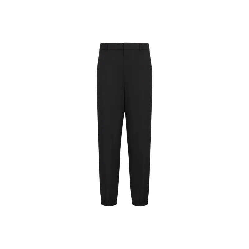 EMPORIO ARMANI Jacquard Nylon Trousers With Elastic Hems And All over Logo Lettering-0