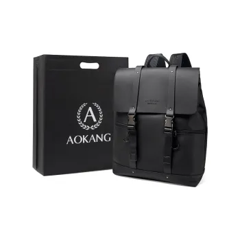 AOKANG PVC Backpack Laptop Bag Backpack Men's Classic Black
