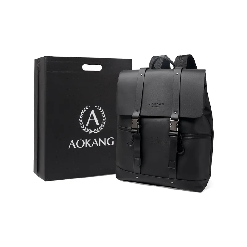AOKANG PVC Backpack Laptop Bag Backpack Men's Classic Black-0