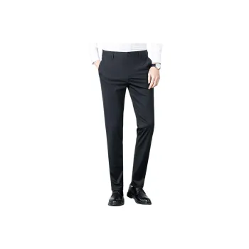Red Bean Zip Closure Draped Easy to Care for Casual Pants Men's Black
