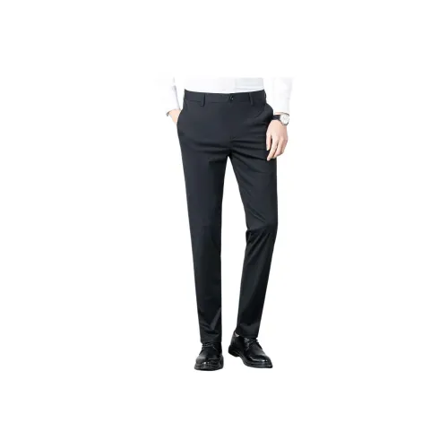 Red Bean Zip Closure Draped Easy to Care for Casual Pants Men's Black