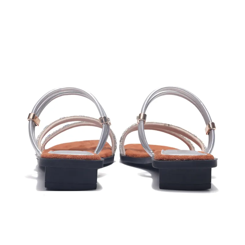 Take The Qin Rubber Sole Abrasion Resistant Slide Slippers Women's Silver Gift Box Set-10