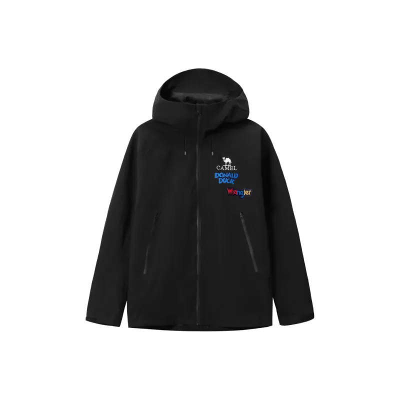 CAMEL All weather Waterproof And Windproof To Keep Warm Windbreaker Jacket Unisex Black-0