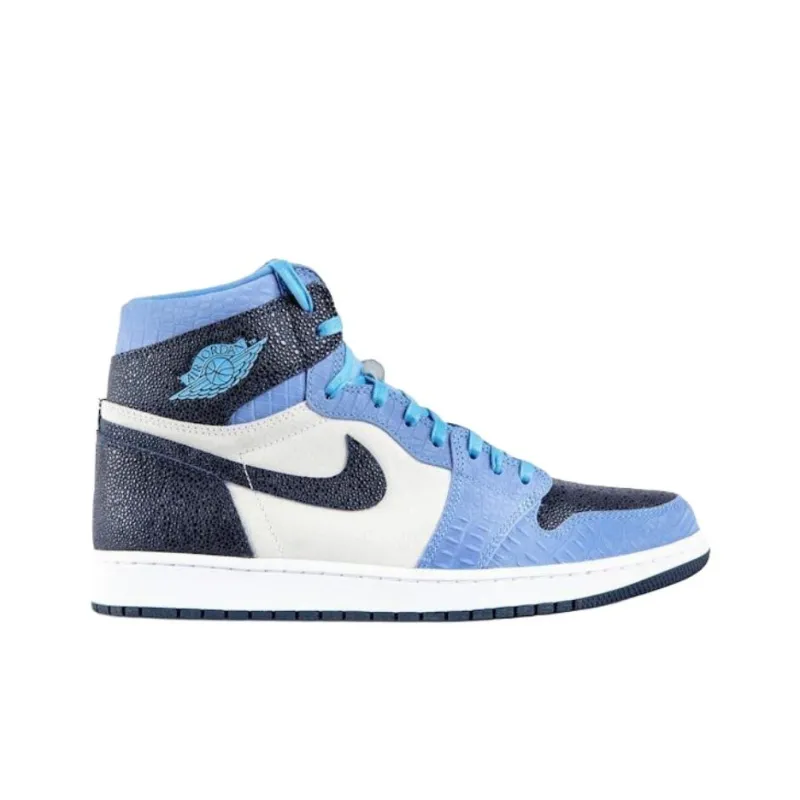 Jordan 1 High Top Vintage Basketball Shoes Unisex Blue Black-1