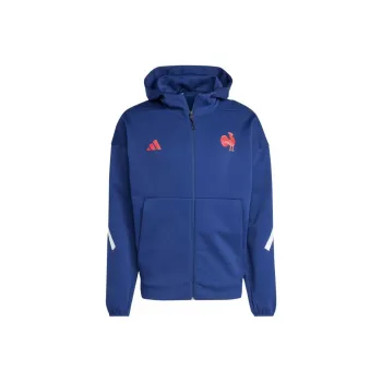Adidas RUGBYZ.N.E. FW24 Full-Zip Hooded Track Top Jackets Coats Men's Dark Blue