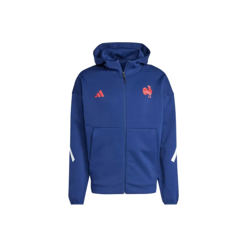 Adidas RUGBYZ.N.E. FW24 Full-Zip Hooded Track Top Jackets Coats Men's Dark Blue-0