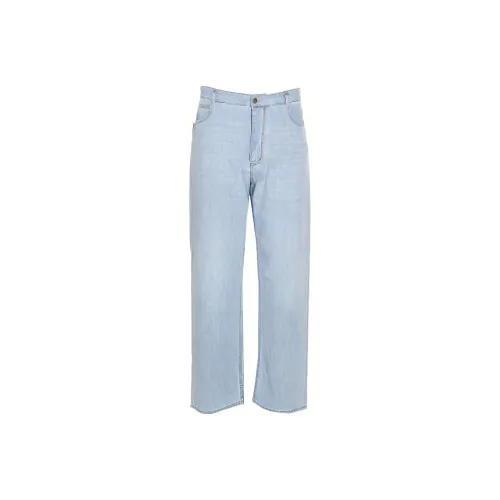 Bottega Veneta Logo Patch Straight Leg Jeans