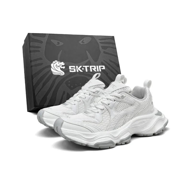 SK.TRIP Cushioned Wear-Resistant Supportive Lightweight Height Increasing Low-Top Running Shoes Unisex Titanium Gray-49