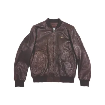AERONAUTICA MILITARE Leather Jacket Men's Maroon