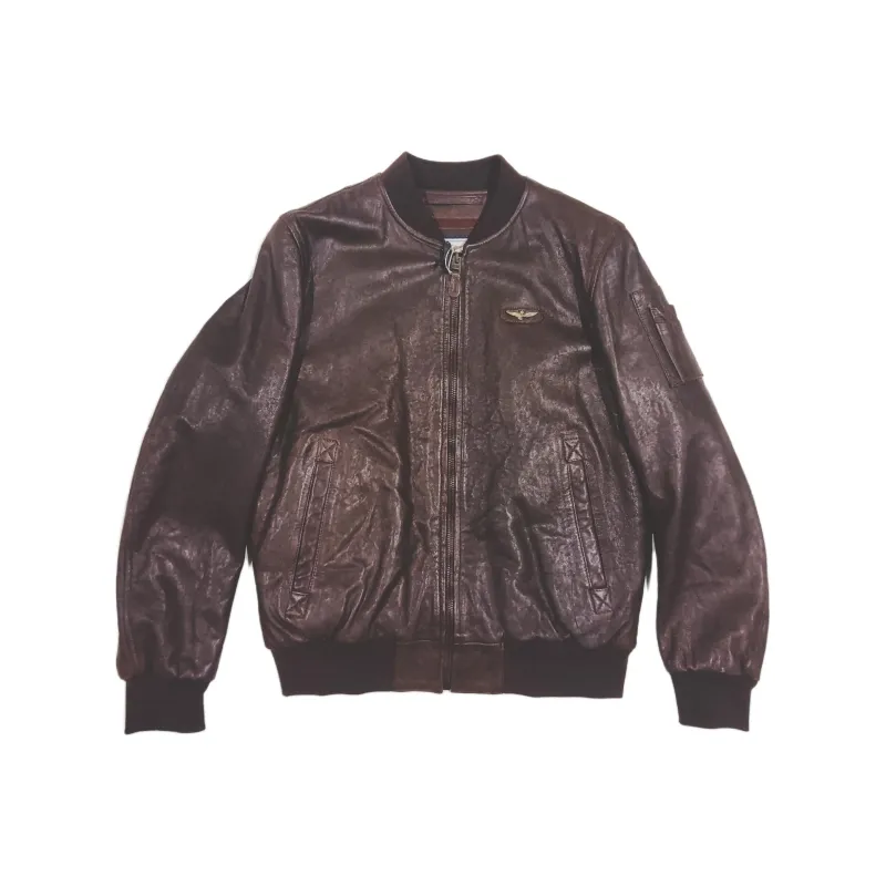 AERONAUTICA MILITARE Leather Jacket Men's Maroon-0