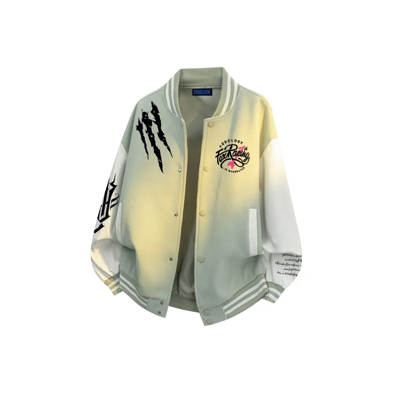 FONDLOOK Baseball Jacket Unisex Pink-7