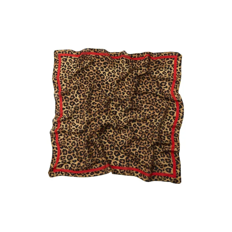 ZARA Mulberry Silk Scarves Women's Leopard Print-0