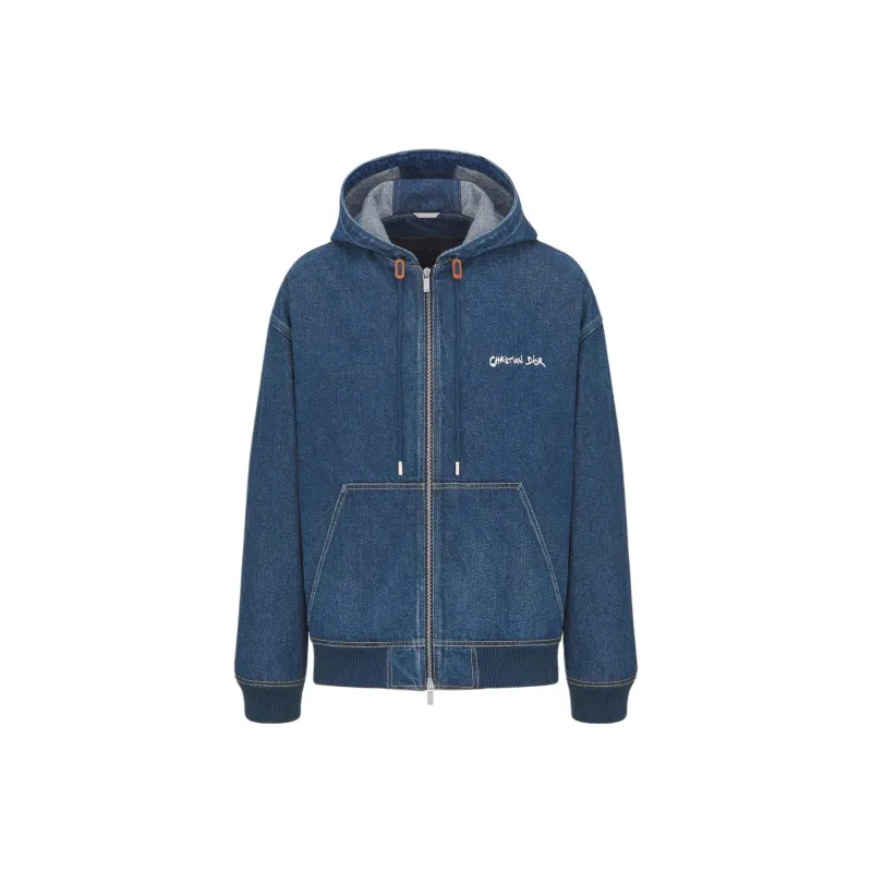 DIOR Homme Christian DIOR Embroidered Hooded Denim Jacket-0