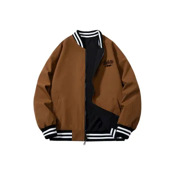 Lafetto Baseball Jacket Coat Unisex Khaki/Black