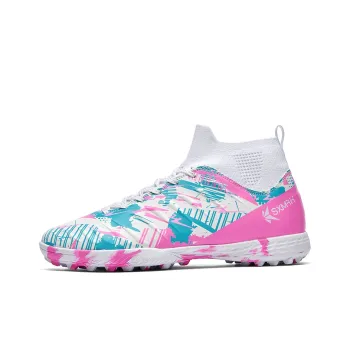 Binary Soccer Shoes Unisex High Top Pink/Light Blue