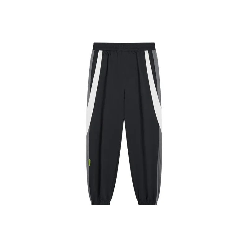 XTEP Knitted Sports Pants Men's Jet Black/Steel Gray/Cotton White-0