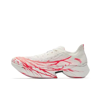 Anta Anti Slip Wear Resistant Mid Top Marathon Running Shoes Men's White Red Silver