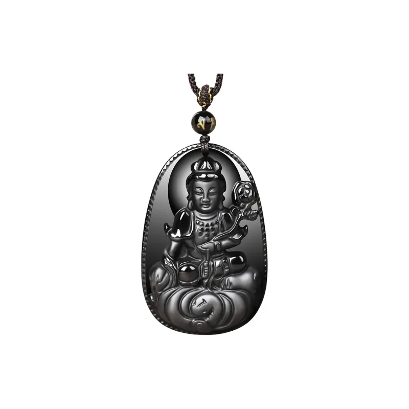 Stone On The Line Natural Obsidian Pendants Unisex-13