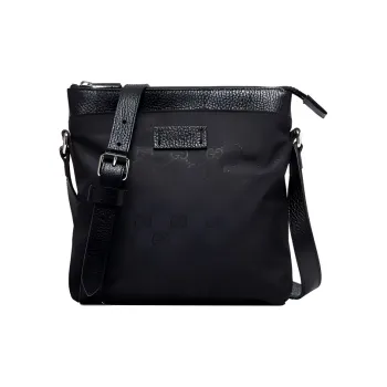 GUCCI Nylon And Leather Messenger Bag Shoulder Bag Crossbody Bag Small Size Men's Black