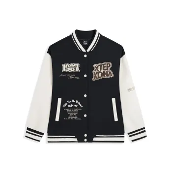 XTEP Baseball Jacket Unisex Jet Black/Cotton White