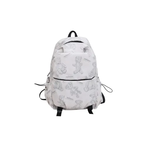Dusen Kangaroo Nylon Backpack Unisex Ecru/Black