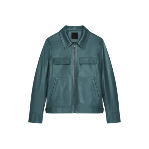 GIVENCHY FW24 Leather Jacket Men's Cedar Green