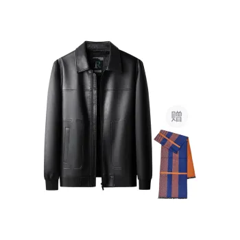 PIERRE CARDIN Leather Jacket Men's Black