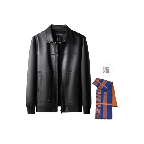 PIERRE CARDIN Leather Jacket Men's Black