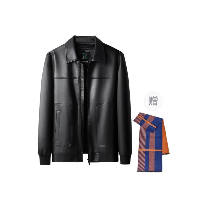 PIERRE CARDIN Leather Jacket Men's Black-0