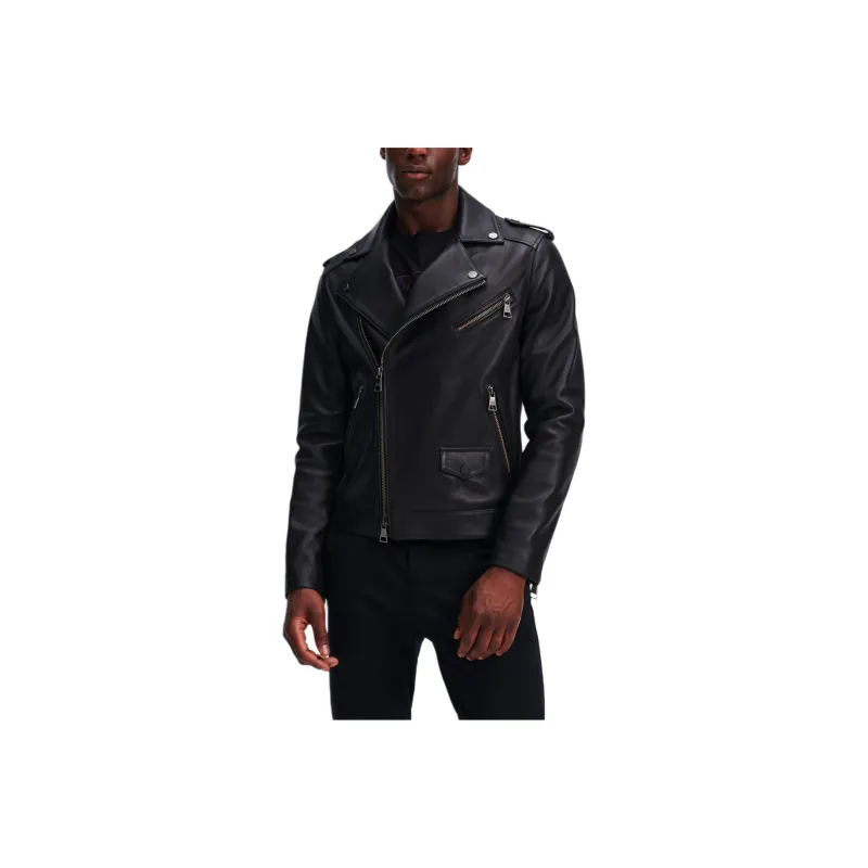 KARL LAGERFELD Leather Jacket Men's Black-0