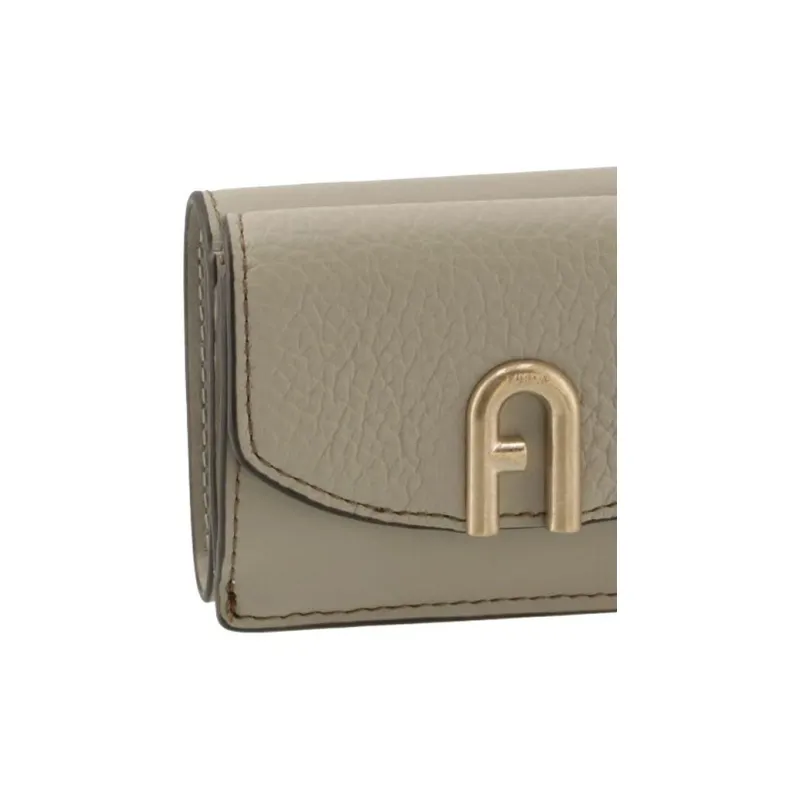 Furla Primula Grain Cow Leather Card Holder Wallet Women's Gray-5