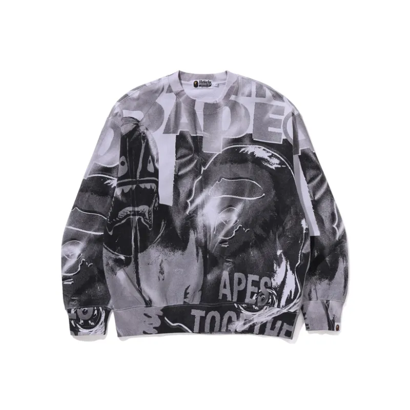 A BATHING APE Overprint Relax Fit Crewneck Sweatshirt-0