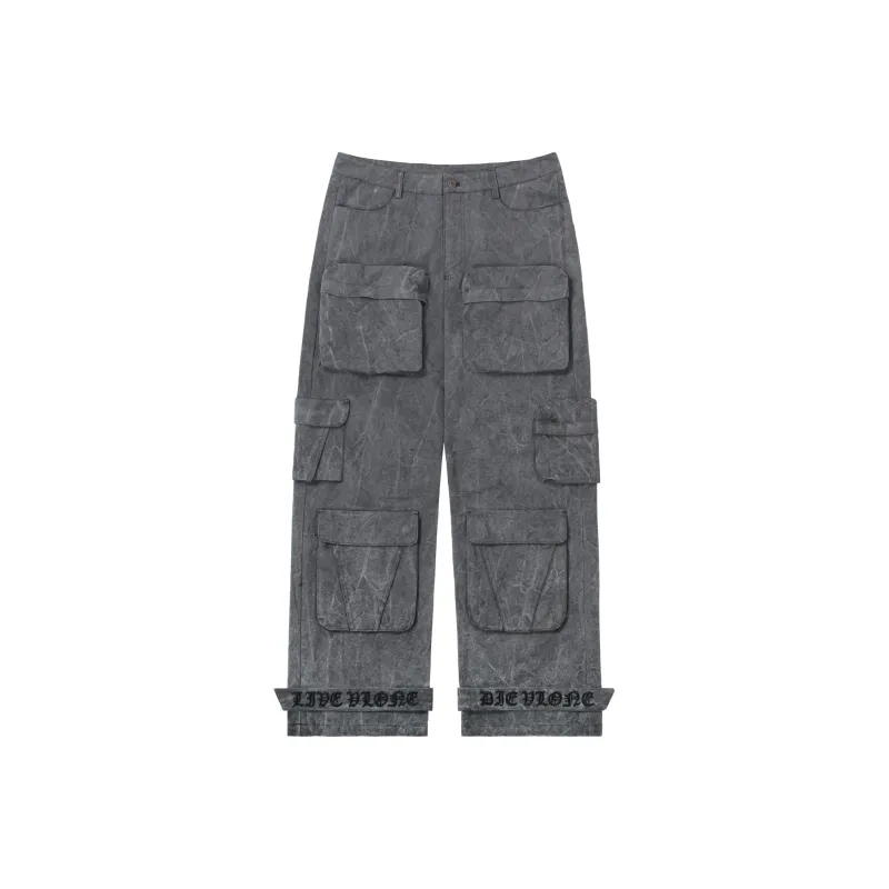 VLONE Gothic Letter Collection Large Logo Collection Cargo Pants Unisex-5