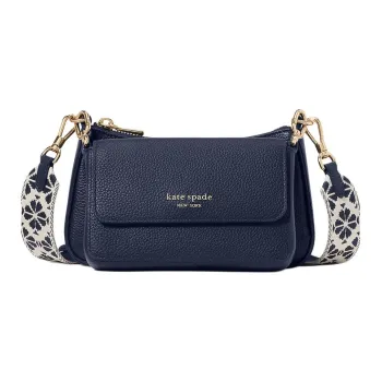 Kate Spade Litchi Grain Leather Crossbody Bag, Shoulder Bag Regular Women's Marine Blue