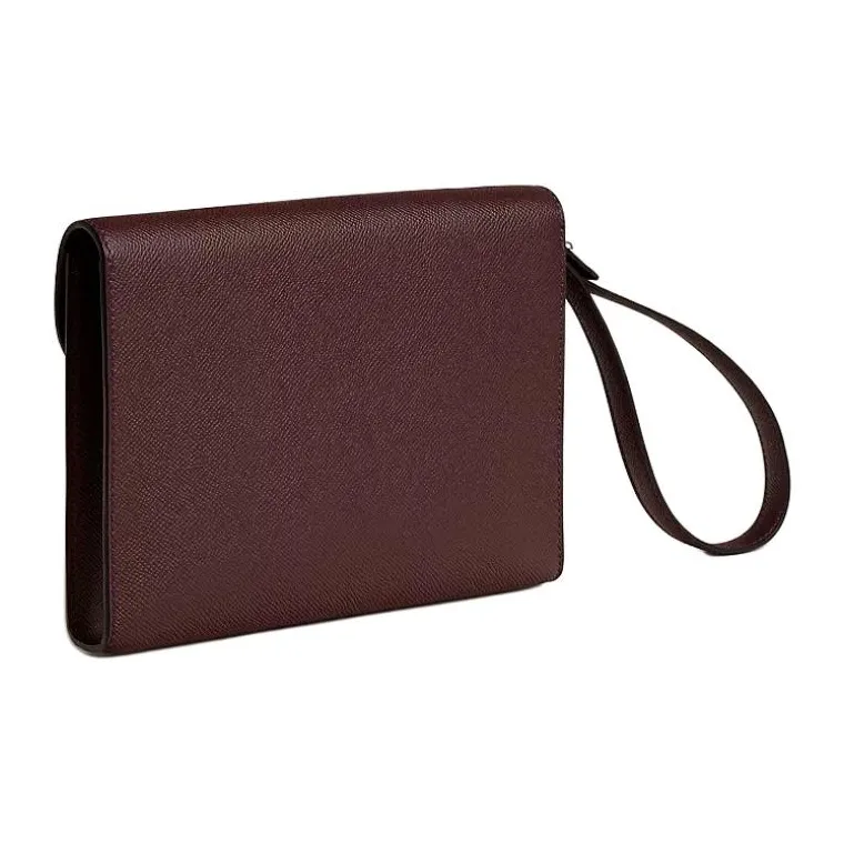 HERMES Sac A Depeches Epsom Calfskin Clutch Men's 0G Rouge Sellier Saddle Red-2